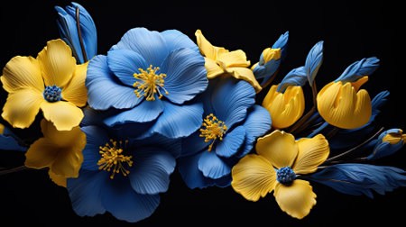 blue and yellow flowers,floral backgroundの素材