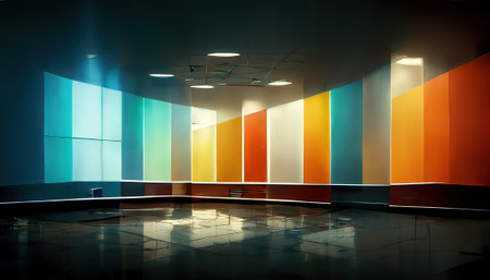 Composite image of computer in front of window in office.の素材