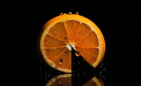 a glass of freshly squeezed orange juice with fresh fruitの素材