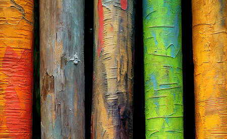 Background of colorful wooden boards craft material for creative workshopの素材