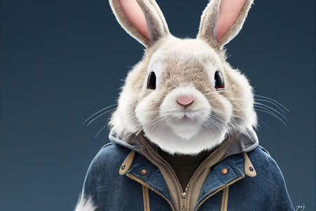 cartoon rabbit in a coatの素材