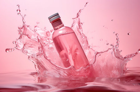 Essential oil bottles US pink backgroundの素材