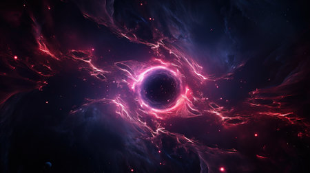 Planets over nebulae in space, comets, meteoritesの素材