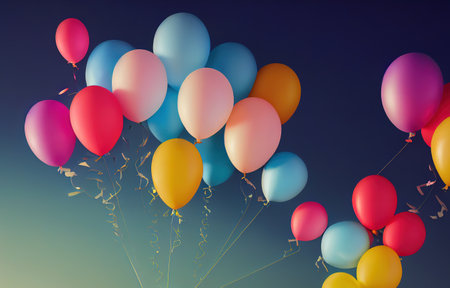 balloons on a blue backgroundの素材