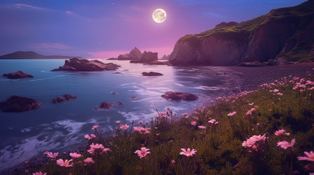 beach holiday beautiful sunset colors blue purple orange yellow in the sky and cloudsの素材