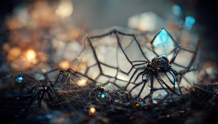 brown spider, poisonous arachnid walking on the ground. Risk concept, danger indoors, arachnophobia. 3D, Raster illustration.の素材