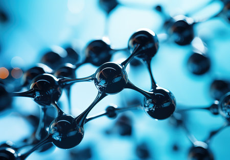 Complex Molecular Structure - A detailed overview of the atoms and bonds in a complex molecule, ideal for educational and scientific illustrationsの素材
