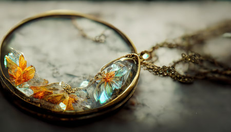 Pendants on the chain vector set on transparent background. Silver, copper and golden realistic vertical jewelry variants for decorative effect. Connection, luxury symbol with magical crystal.の素材