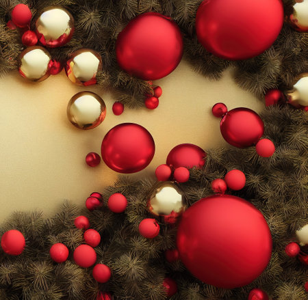 Christmas card with decorations, template, background, space for textの素材