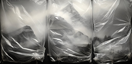 a curtain of transparent plastic sheets - a work of conceptual artの素材
