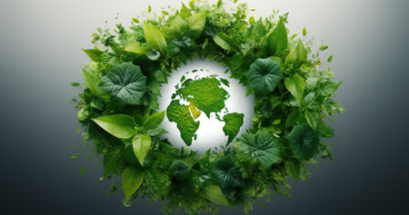 Planet Earth in eco-steel. World map. Ecological concept.の素材