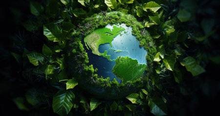 Planet Earth in eco-steel. World map. Ecological concept.の素材