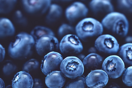 Fresh blueberry background. Texture blueberry berries close up,  3d render, Raster illustration.の素材