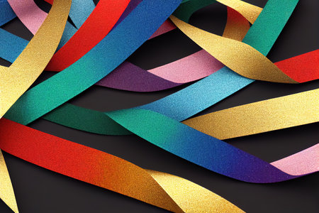 colored ribbons, interlacing, isolated on background.の素材