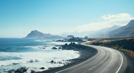 track and beautiful landscape in summer.の素材