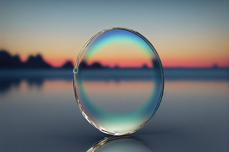 Photo for Podium on the background of water. Modern mockup, glass circle on water - Royalty Free Image