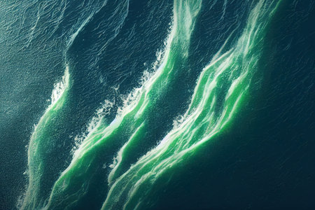 Dark blue ocean surface seen from underwater. 3d render, Raster illustration.の素材