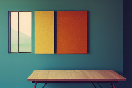 Wooden vertical frame mockup, 3d render, Raster illustration.の素材