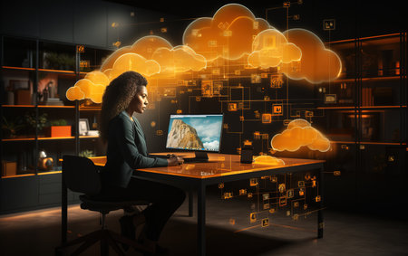 use of gadgets, digital information, future technologiesの素材