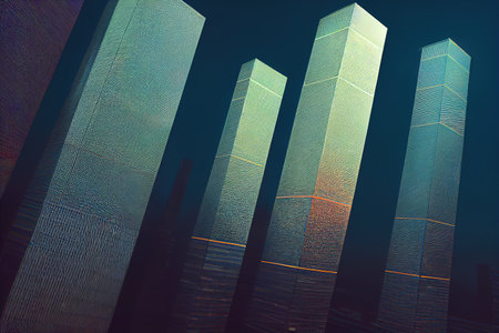 Futuristic infrastructure of a smart night city. blue neon colors. Connection technology metaverse concept.の素材