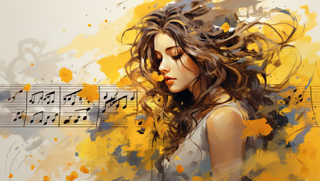 Musical notes, song, melody for music apps and background, musical instrumentsの素材