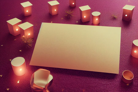Christmas card with decorations, template, background, space for textの素材