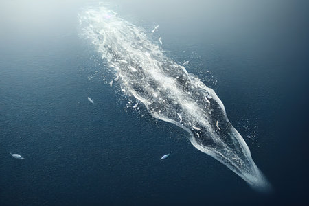 Dark blue ocean surface seen from underwater. 3d render, Raster illustration.の素材