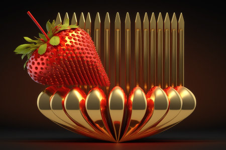 strawberries with green leaves, applicable for juice advertising.の素材