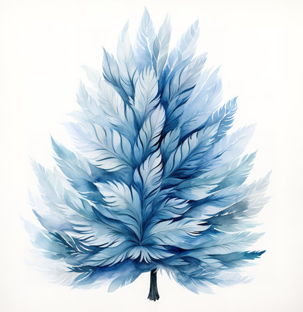 Blue silhouette of a Christmas tree on a white background.の素材