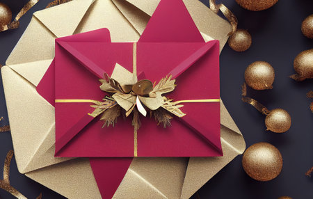 Christmas card with decorations, template, background, space for textの素材