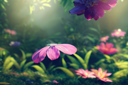 Bouquet with vintage garden with flowers and leaves. botanical illustration. design elements. flowers. 3D rendering, raster illustration.の素材