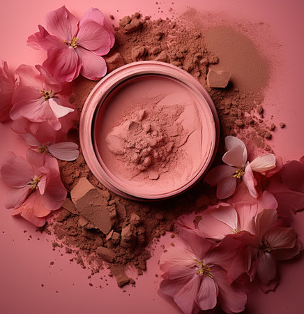 Powder makeup base in transparent plastic jars. makeup, cosmeticsの素材