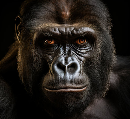 Close-up portrait of a gorilla.の素材