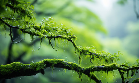 Sunlit Seedlings Sprouting on a Mossy Forest Floor: A Close-Up View of New Life in a Tranquil Woodland Environmentの素材