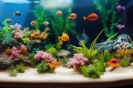 aquarium with fish, different types of fish, beautyの素材