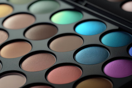 eyeshadow palette, bright colors close up.の素材
