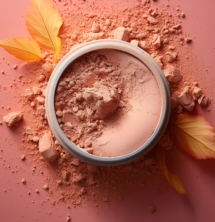 Powder makeup base in transparent plastic jars. makeup, cosmeticsの素材