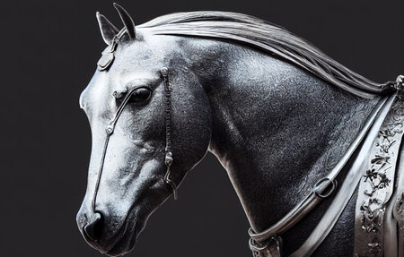 horse with metal body in steampunk style.の素材