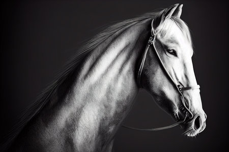 Stallion, horse isolated on background. Elegant portrait of a beautiful animal.の素材
