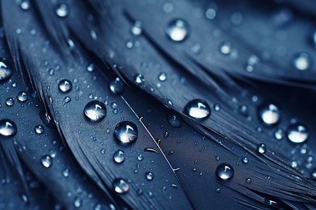 closeup of black feathers background. bird feather on a dark backgroundの素材