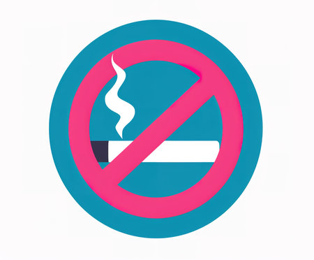 The No Smoking Sign is a bright and modern icon illustrating the prohibition of smoking in certain areas, ideal for public places and establishments.の素材