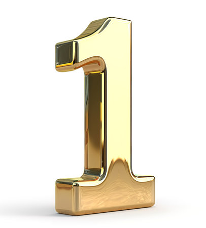 Gold Number One - Shiny reflective gold number one symbolの素材