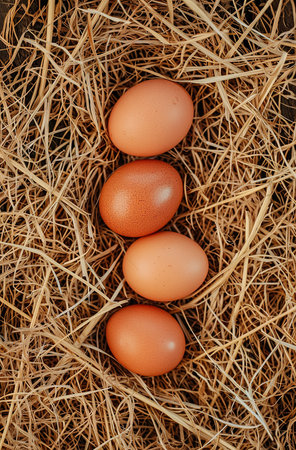 A varied collection of farm fresh eggs showcasing a variety of colors and variegated patterns.の素材