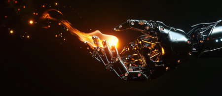 Futuristic robotic arm, advanced technology and artificial intelligence conceptの素材