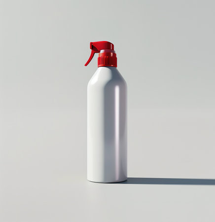 Blank white spray bottle with red trigger, ideal for custom labeling and branding - ideal for cleaning products or cosmeticsの素材