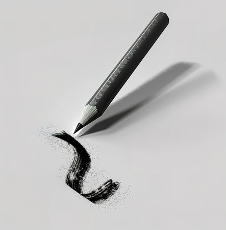 Capturing the artistic process: a close-up of a pencil creating a swirl of graphite on a white canvas, illustrating the beauty of drawing and sketchingの素材