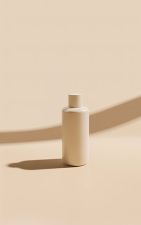 Elegant presentation of natural skin care products in harmonious earth tonesの素材