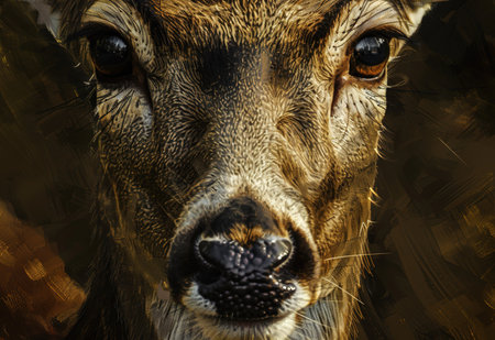 A majestic deer close-up: the beauty and tranquility of the wildの素材