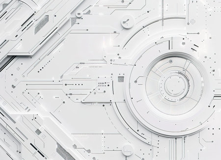 Futuristic white geometric shapes and linesの素材