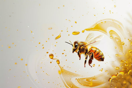 Golden Honey Bee on the Move: Capturing Nature's Sweetnessの素材